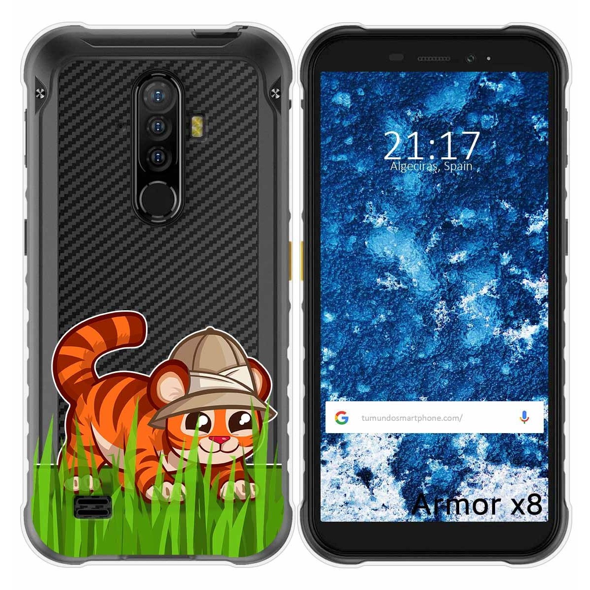 Funda Gel Transparente para Ulefone Armor X8 diseño Tigre Dibujos