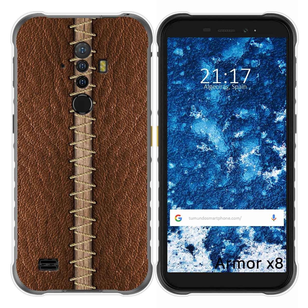 Funda Gel Tpu para Ulefone Armor X8 diseño Cuero 01 Dibujos