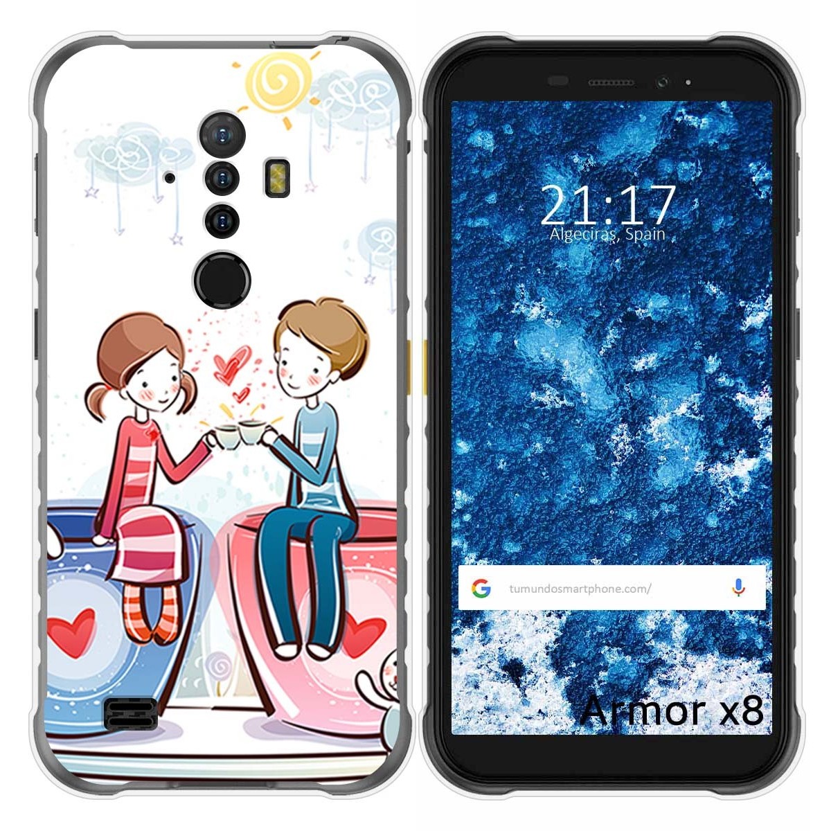 Funda Gel Tpu para Ulefone Armor X8 diseño Café Dibujos