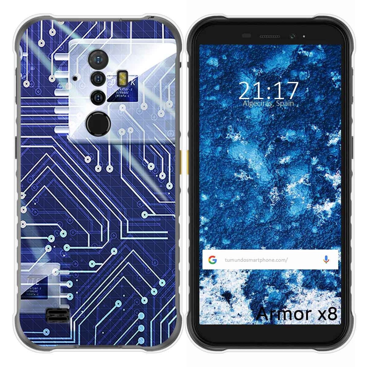 Funda Gel Tpu para Ulefone Armor X8 diseño Circuito Dibujos