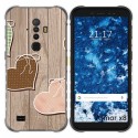 Funda Gel Tpu para Ulefone Armor X8 diseño Corazones Madera Dibujos