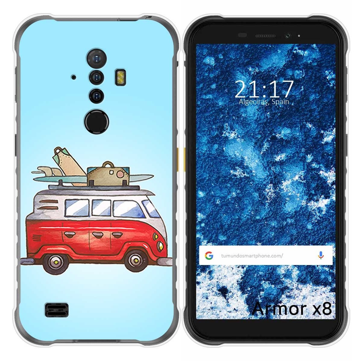 Funda Gel Tpu para Ulefone Armor X8 diseño Furgoneta Dibujos