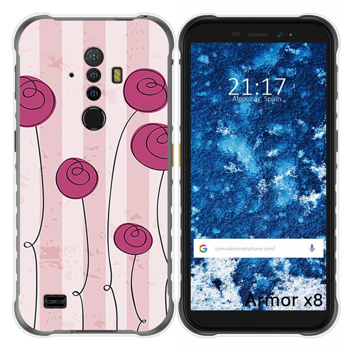 Funda Gel Tpu para Ulefone Armor X8 diseño Flores Vintage Dibujos