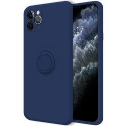 Funda Silicona Líquida Ultra Suave con Anillo para Iphone 11 Pro (5.8) color Azul