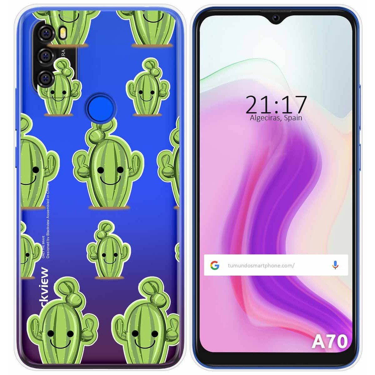 Funda Gel Transparente para Blackview A70 diseño Cactus Dibujos