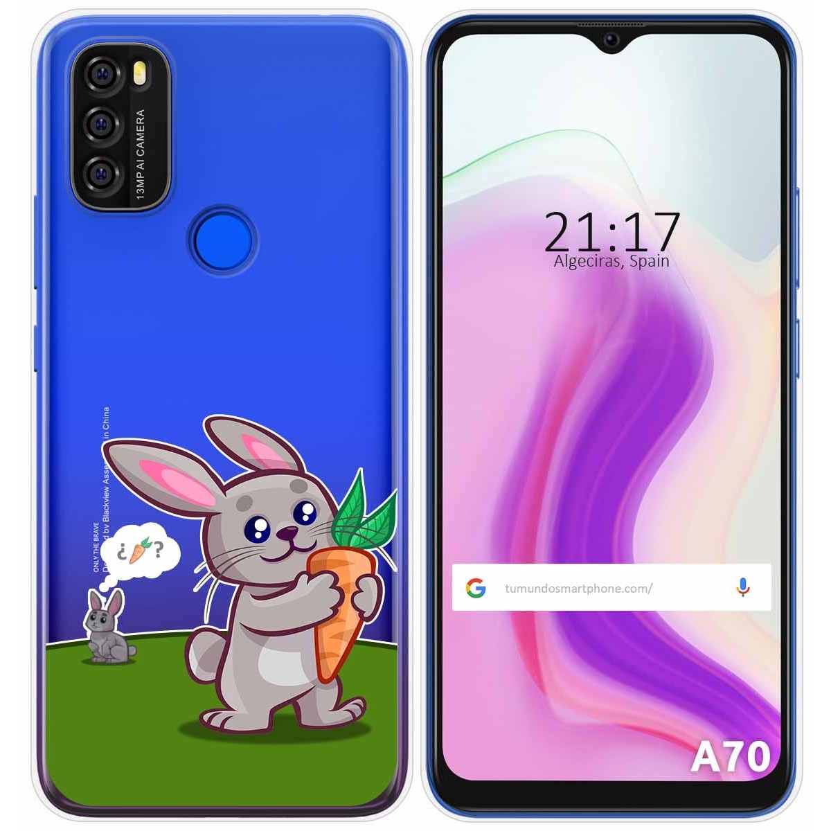 Funda Gel Transparente para Blackview A70 diseño Conejo Dibujos