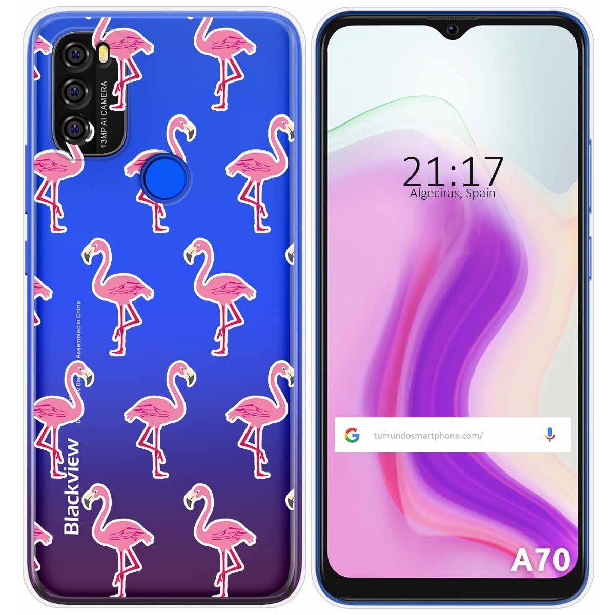 Funda Gel Transparente para Blackview A70 diseño Flamenco Dibujos