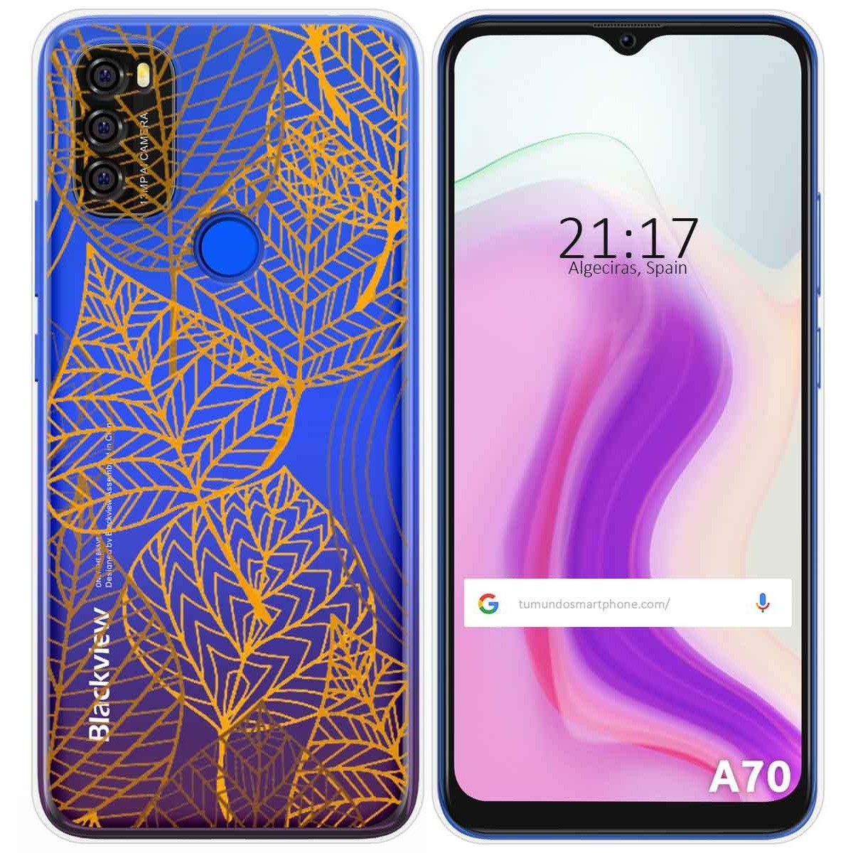 Funda Gel Transparente para Blackview A70 diseño Hojas Dibujos