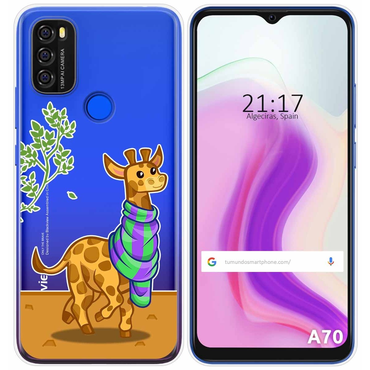 Funda Gel Transparente para Blackview A70 diseño Jirafa Dibujos