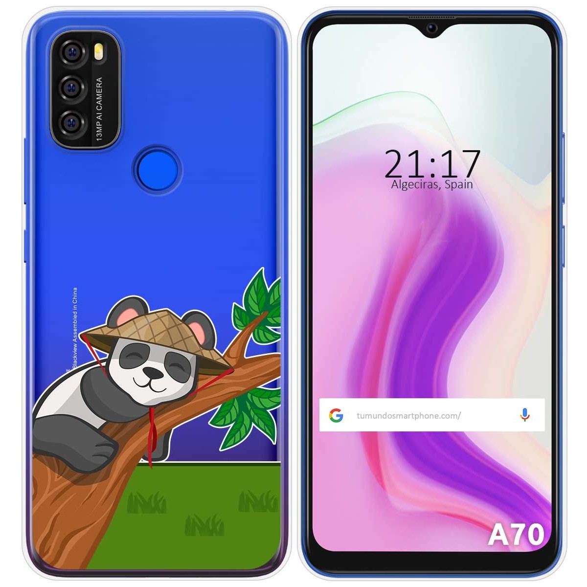 Funda Gel Transparente para Blackview A70 diseño Panda Dibujos