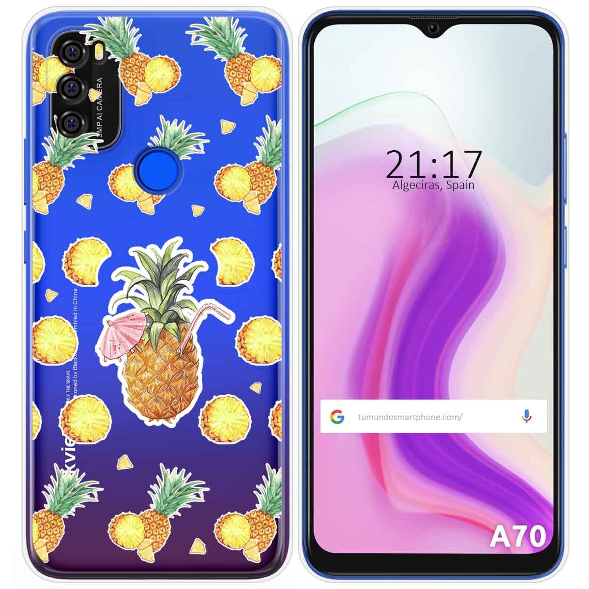 Funda Gel Transparente para Blackview A70 diseño Piña Dibujos