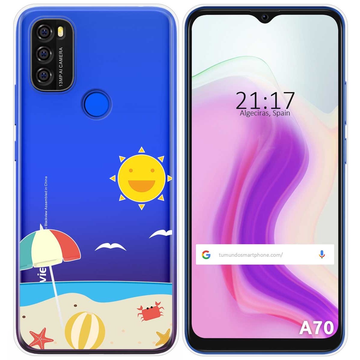 Funda Gel Transparente para Blackview A70 diseño Playa Dibujos