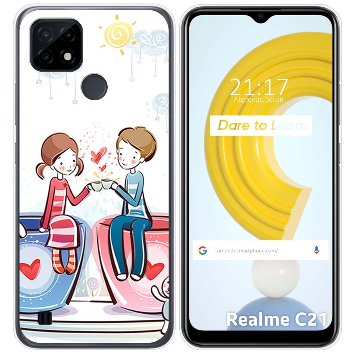 Funda Gel Tpu para Realme C21 diseño Café Dibujos