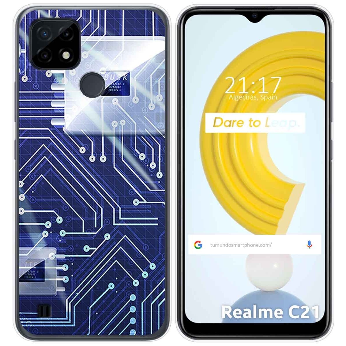 Funda Gel Tpu para Realme C21 diseño Circuito Dibujos