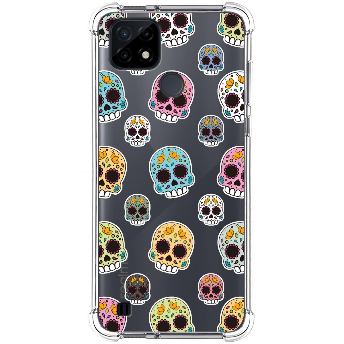 Funda Silicona Antigolpes para Realme C21 diseño Catrina Dibujos