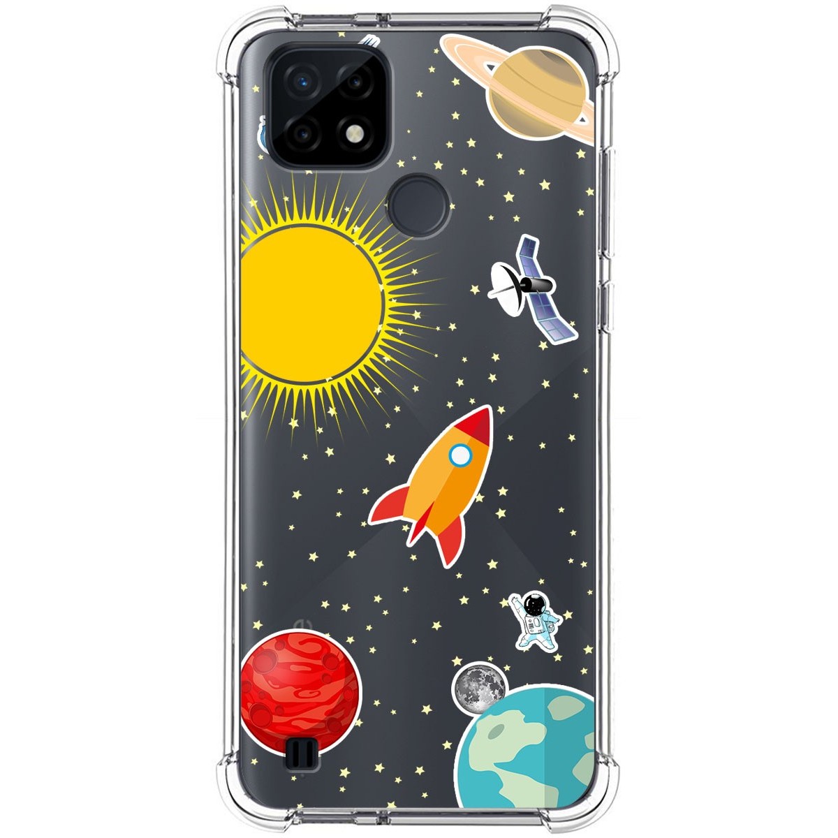 Funda Silicona Antigolpes para Realme C21 diseño Espacio Dibujos