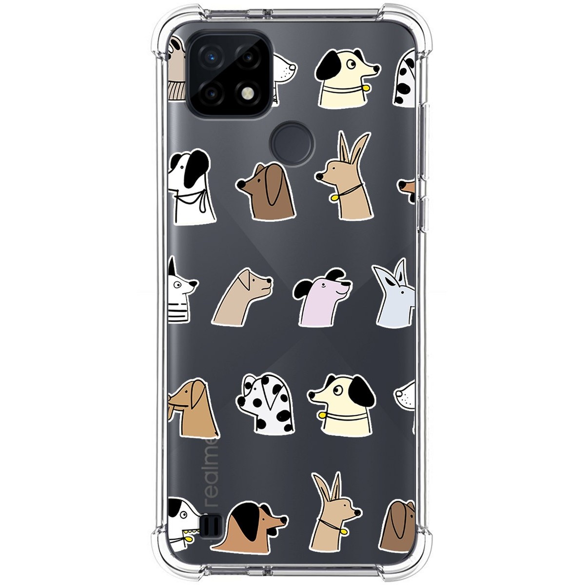 Funda Silicona Antigolpes para Realme C21 diseño Perros Dibujos