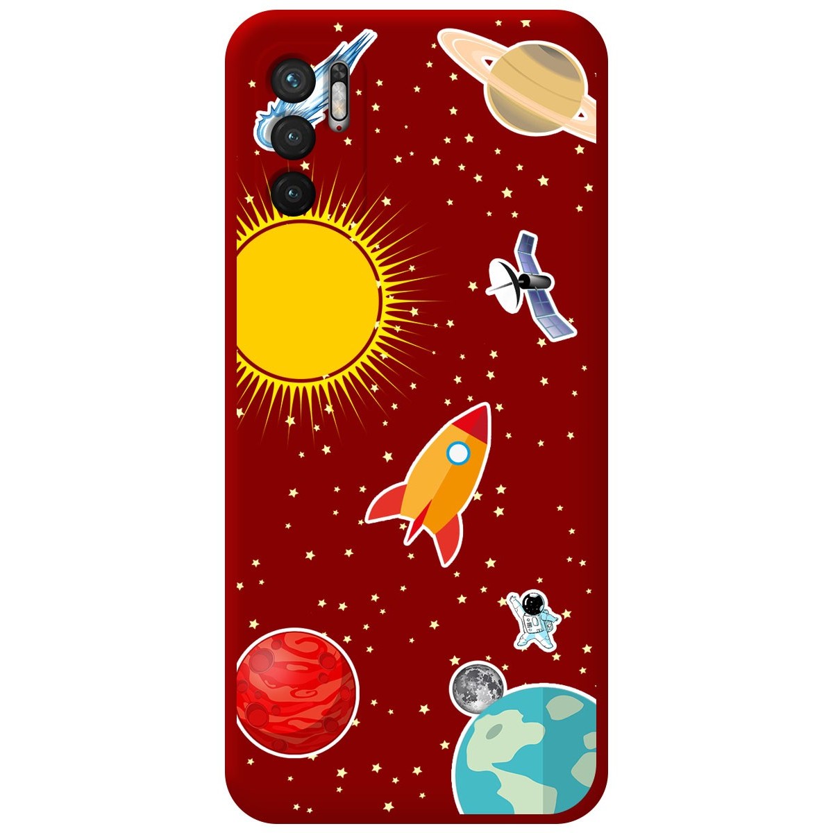 Funda Silicona Líquida Roja para Xiaomi Redmi Note 10 5G / POCO M3 Pro 5G diseño Espacio Dibujos