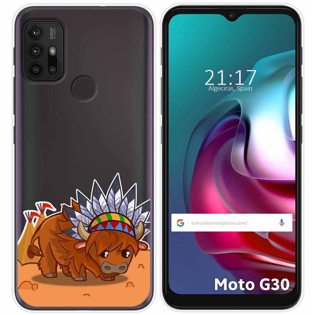 Funda Gel Transparente para Motorola Moto G10 / G20 / G30 diseño Bufalo Dibujos