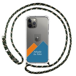 Personaliza tu Funda Colgante Transparente para Iphone 12 Pro Max (6.7) con Cordon Verde / Dorado Dibujo Personalizada