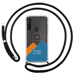 Personaliza tu Funda Colgante Transparente para Motorola Moto G8 Power con Cordon Negro Dibujo Personalizada