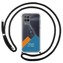 Personaliza tu Funda Colgante Transparente para Realme 8 5G / Narzo 30 5G con Cordon Negro Dibujo Personalizada