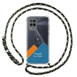 Personaliza tu Funda Colgante Transparente para Realme 8 5G / Narzo 30 5G con Cordon Verde / Dorado Dibujo Personalizada