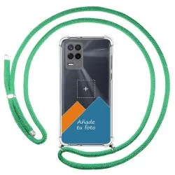 Personaliza tu Funda Colgante Transparente para Realme 8 5G / Narzo 30 5G con Cordon Verde Agua Dibujo Personalizada