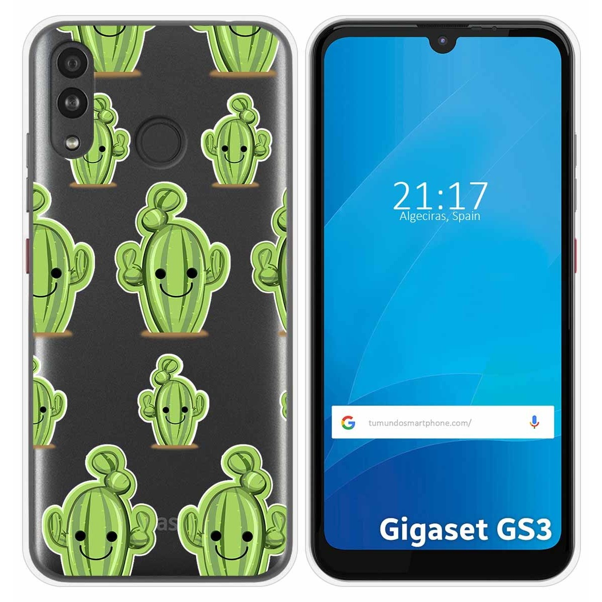 Funda Silicona Transparente para Gigaset GS3 diseño Cactus Dibujos