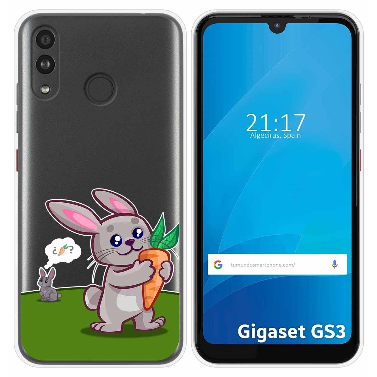 Funda Silicona Transparente para Gigaset GS3 diseño Conejo Dibujos