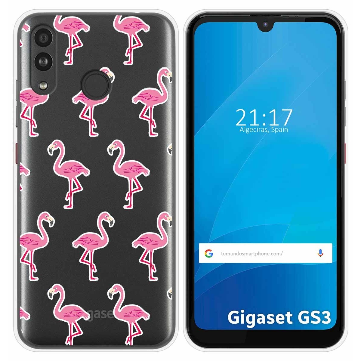 Funda Silicona Transparente para Gigaset GS3 diseño Flamenco Dibujos