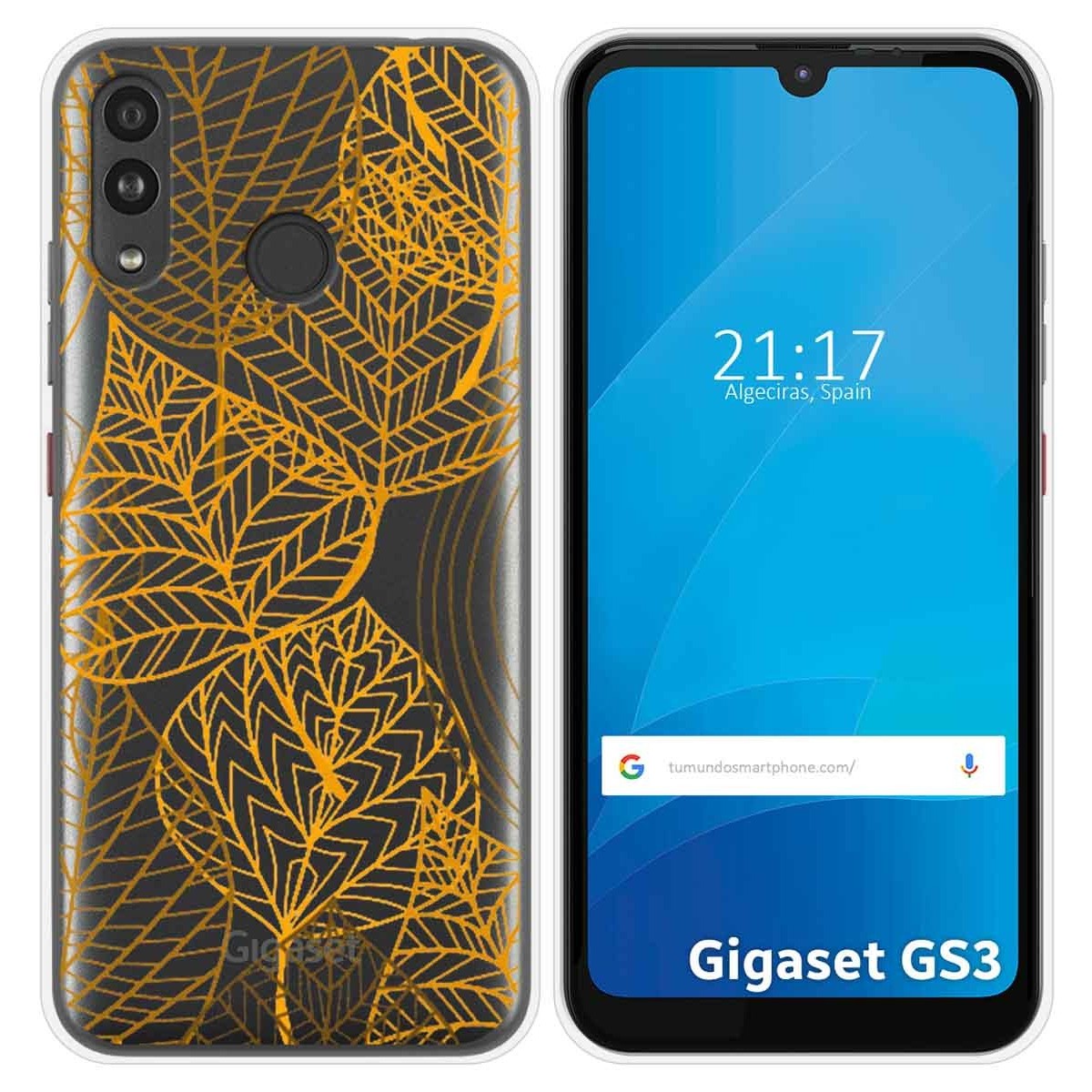 Funda Silicona Transparente para Gigaset GS3 diseño Hojas Dibujos