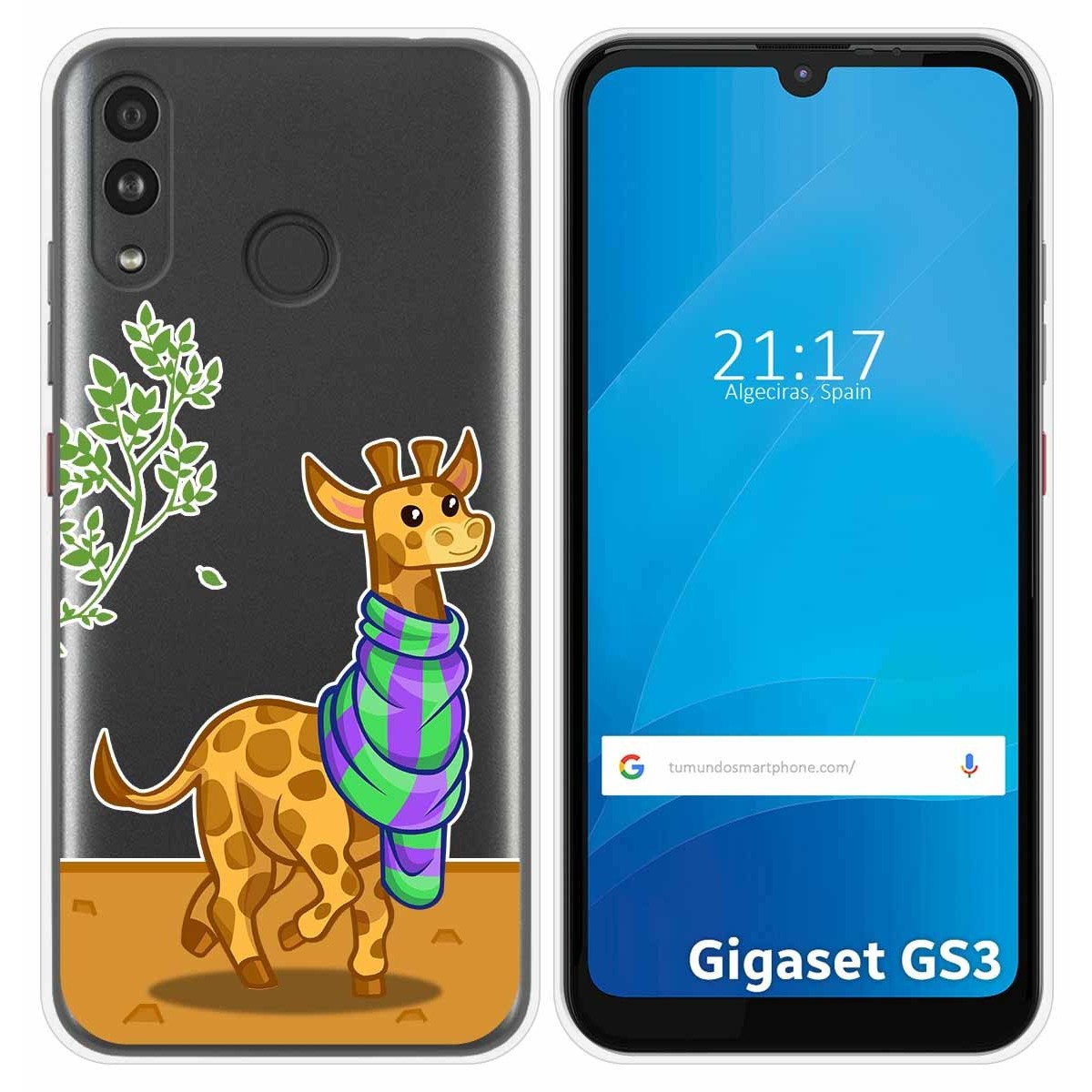 Funda Silicona Transparente para Gigaset GS3 diseño Jirafa Dibujos