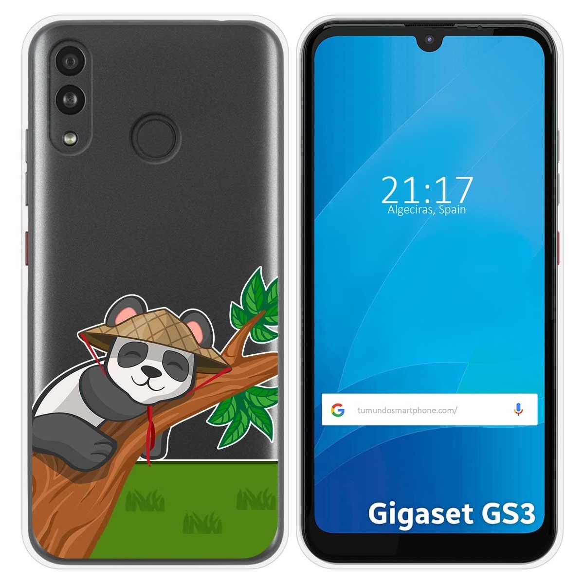 Funda Silicona Transparente para Gigaset GS3 diseño Panda Dibujos