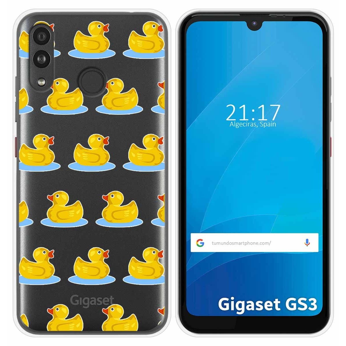 Funda Silicona Transparente para Gigaset GS3 diseño Pato Dibujos