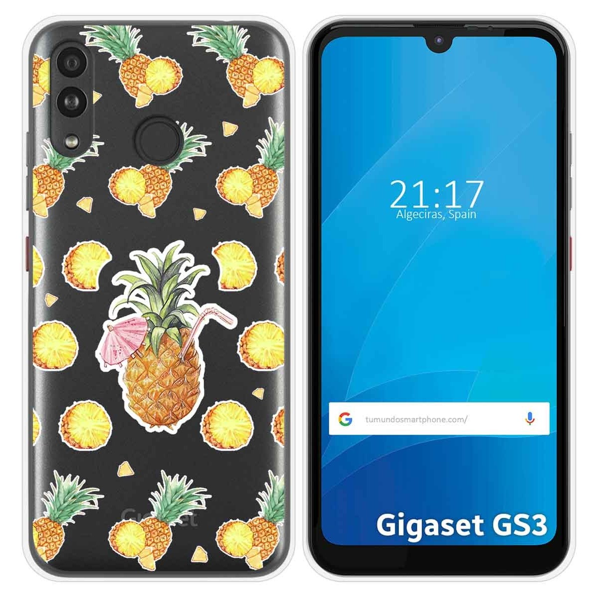 Funda Silicona Transparente para Gigaset GS3 diseño Piña Dibujos