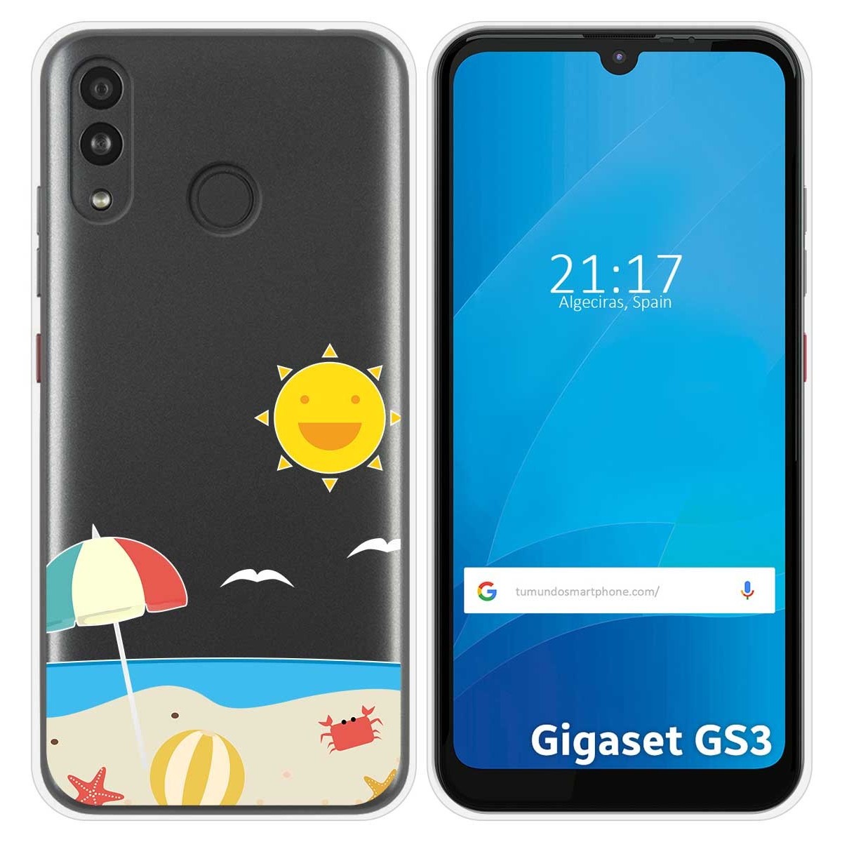 Funda Silicona Transparente para Gigaset GS3 diseño Playa Dibujos