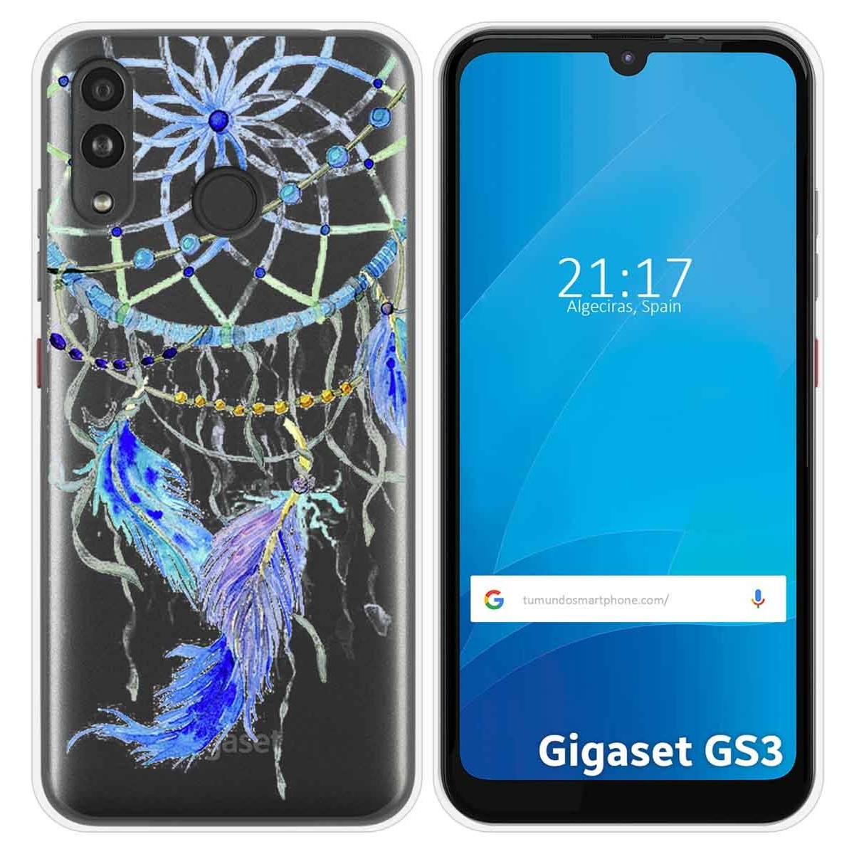 Funda Silicona Transparente para Gigaset GS3 diseño Plumas Dibujos