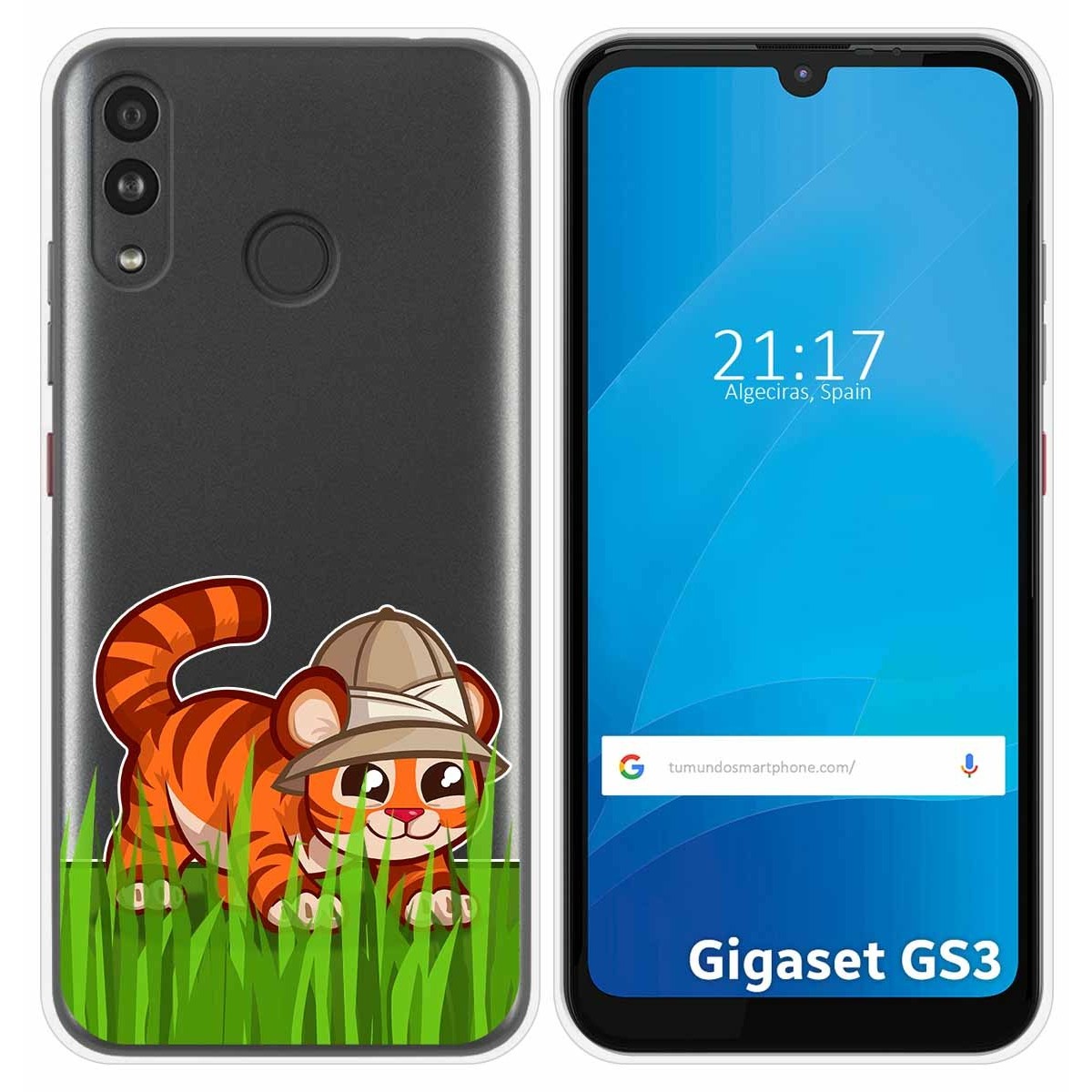 Funda Silicona Transparente para Gigaset GS3 diseño Tigre Dibujos