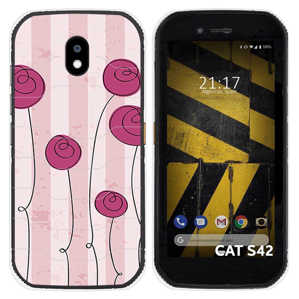 Funda Silicona para Cat S42 / S42 H+ diseño Flores Vintage Dibujos