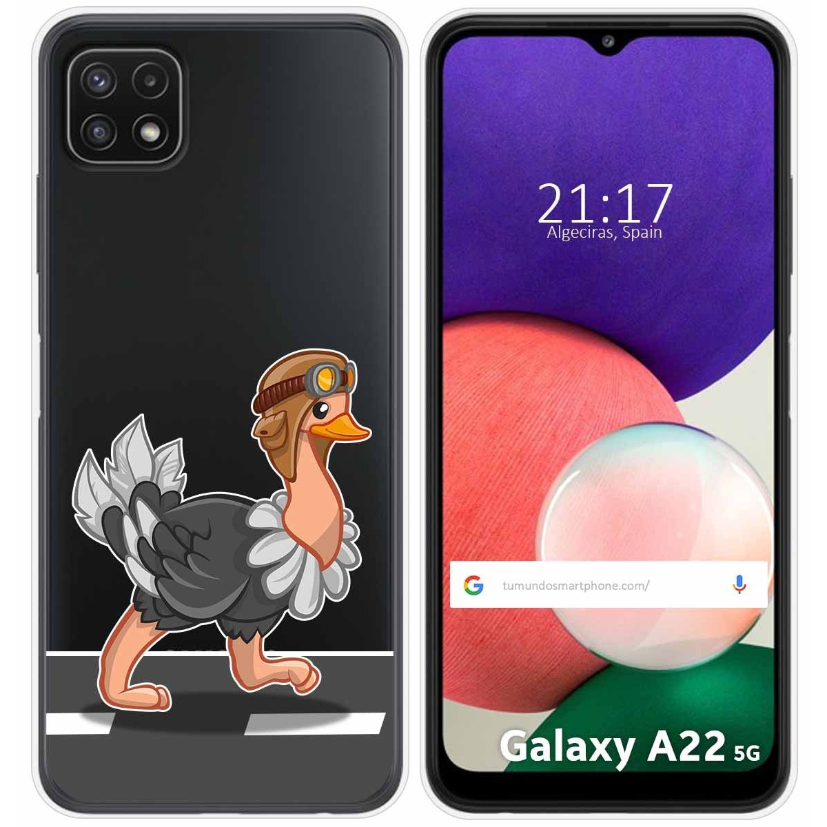 Funda Silicona Transparente para Samsung Galaxy A22 5G diseño Avestruz Dibujos