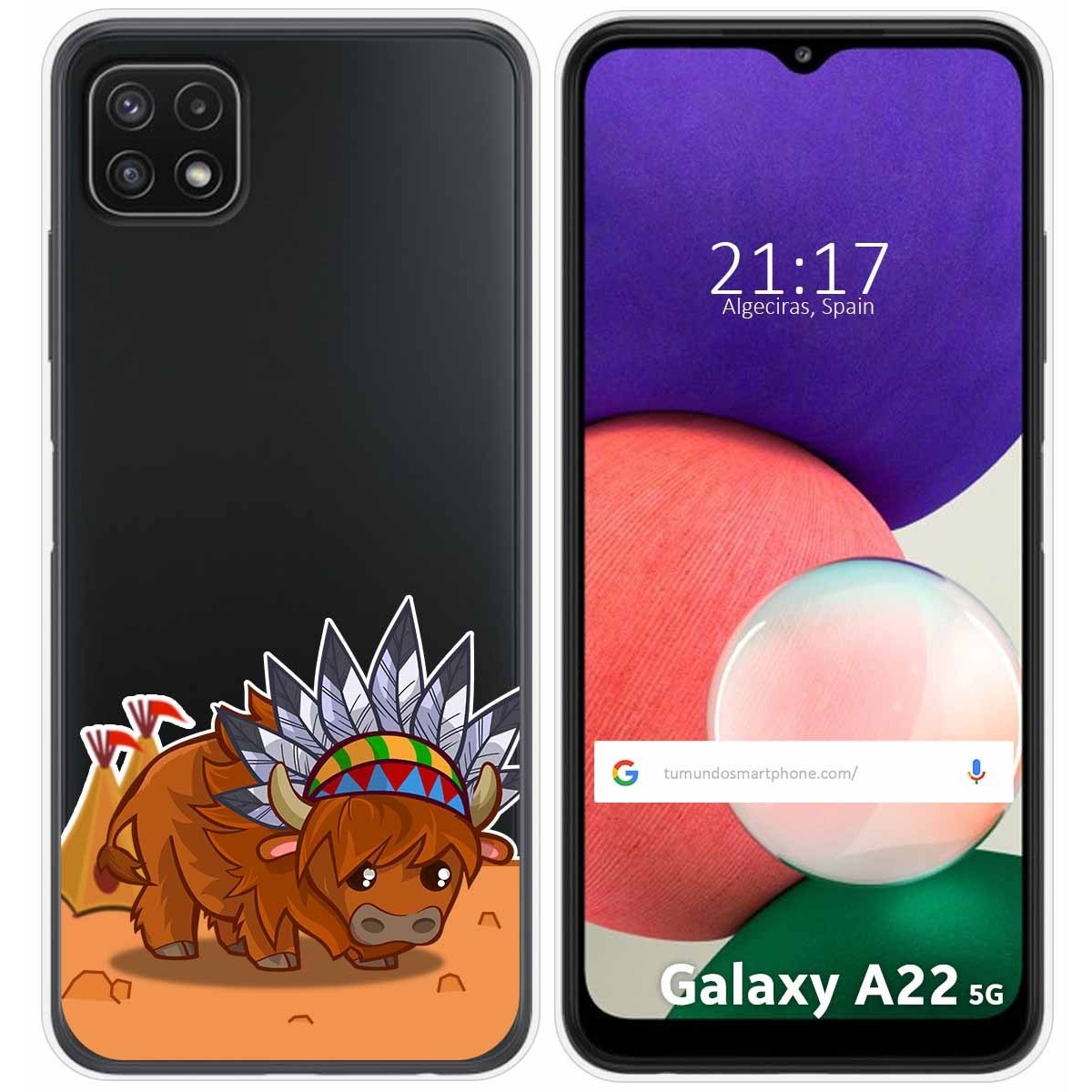 Funda Silicona Transparente para Samsung Galaxy A22 5G diseño Bufalo Dibujos