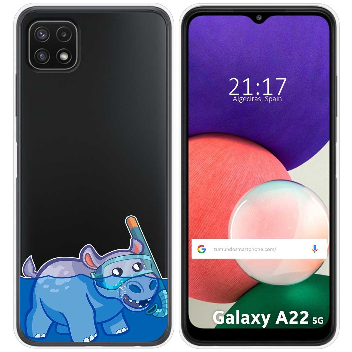 Funda Silicona Transparente para Samsung Galaxy A22 5G diseño Hipo Dibujos