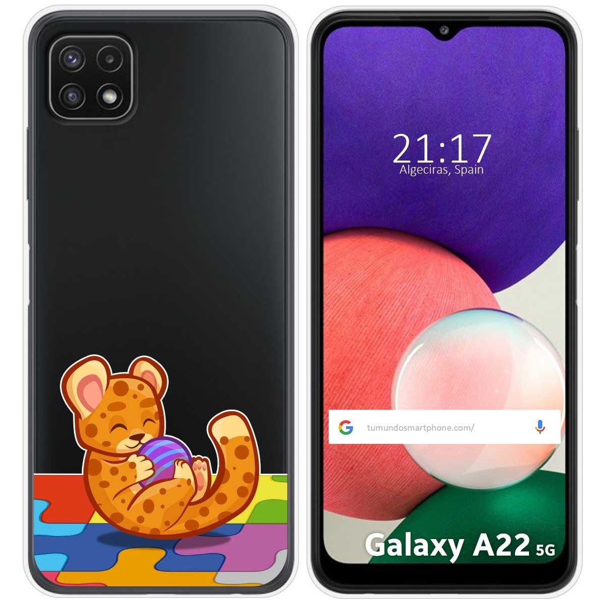 Funda Silicona Transparente para Samsung Galaxy A22 5G diseño Leopardo Dibujos