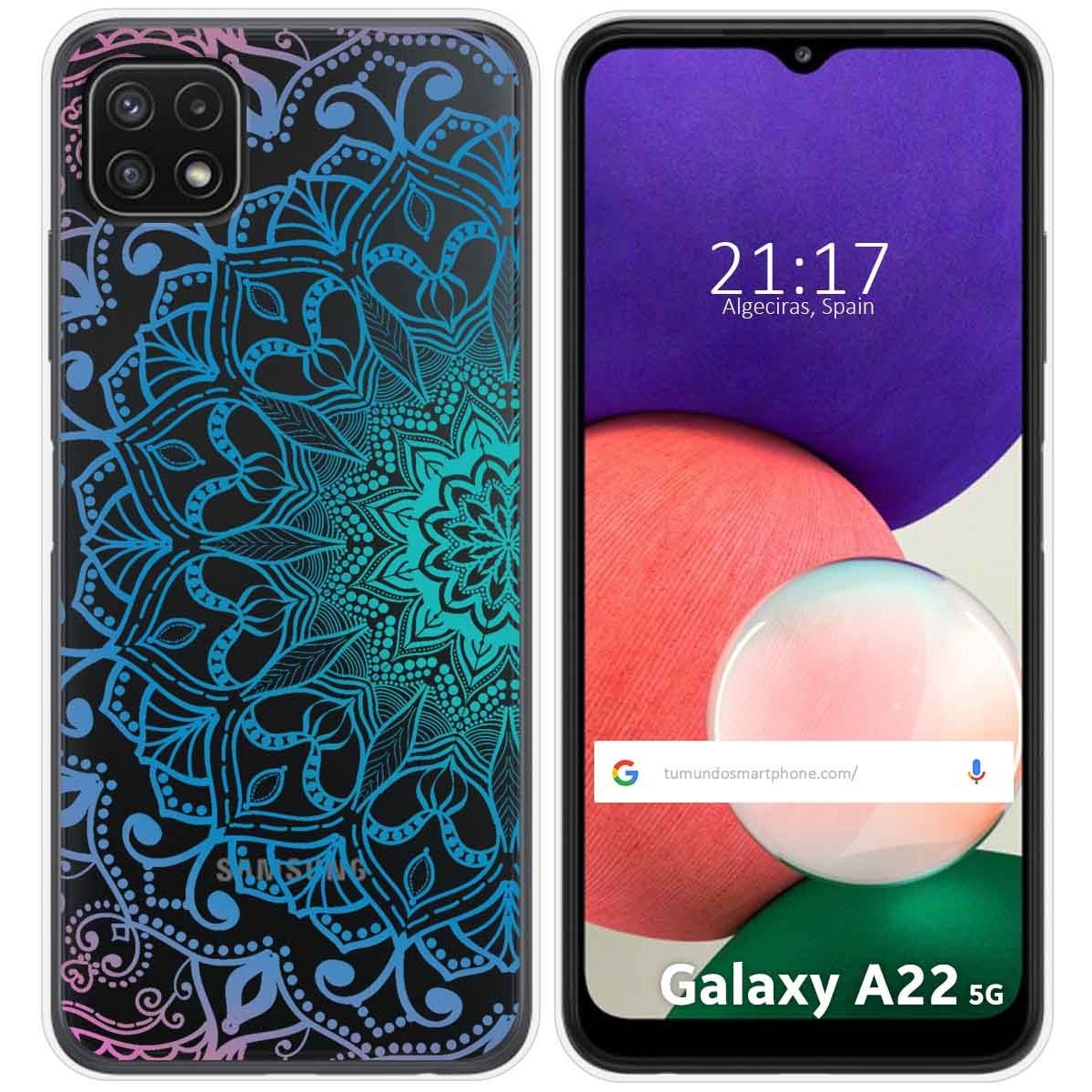 Funda Silicona Transparente para Samsung Galaxy A22 5G diseño Mandala Dibujos