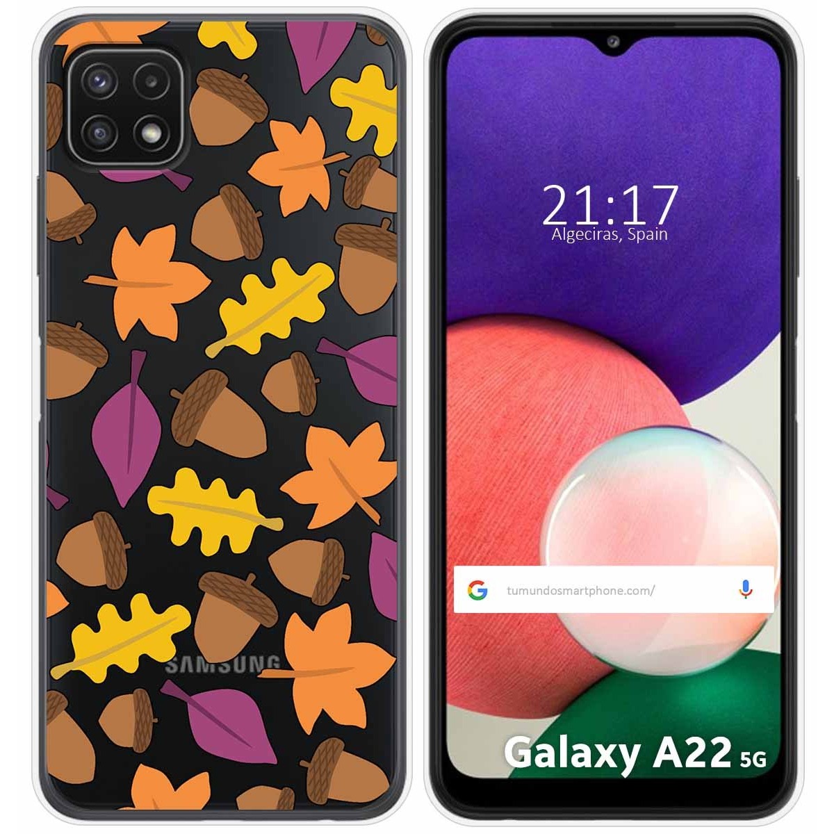 Funda Silicona Transparente para Samsung Galaxy A22 5G diseño Otoño Dibujos