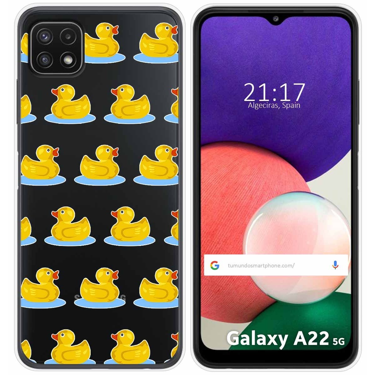 Funda Silicona Transparente para Samsung Galaxy A22 5G diseño Pato Dibujos