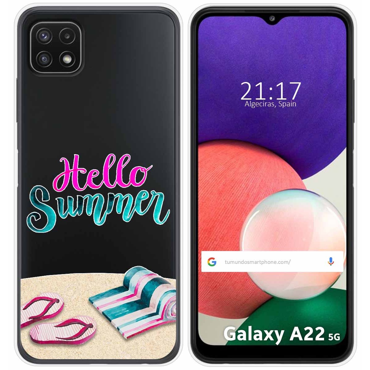 Funda Silicona Transparente para Samsung Galaxy A22 5G diseño Summer Dibujos