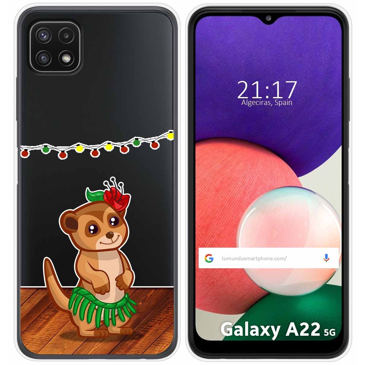 Funda Silicona Transparente para Samsung Galaxy A22 5G diseño Suricata Dibujos