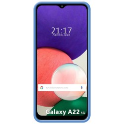 Funda Samsung Galaxy A22 5g Dos Materiales Anillo Metálico Soporte Azul